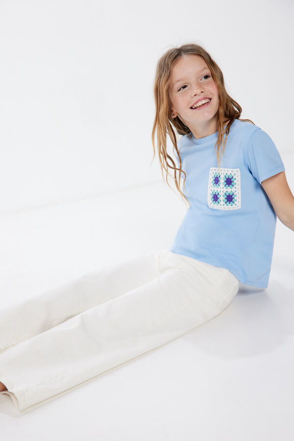 Springfield Kids T-shirt bolso crochet menina azul