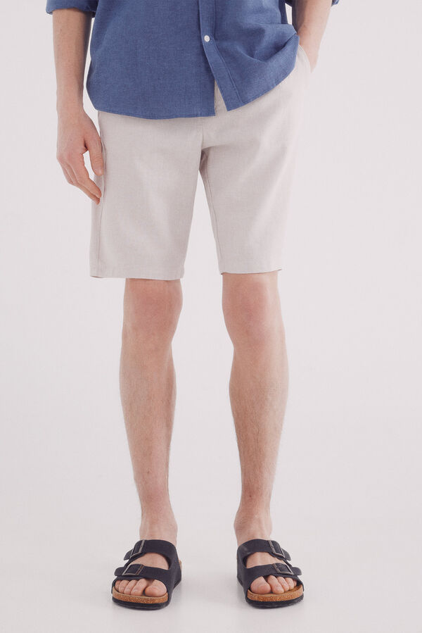 Springfield Bermuda lino slim fit beige