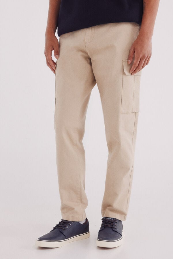 Springfield Pantal&oacute;n cargo slim fit beige