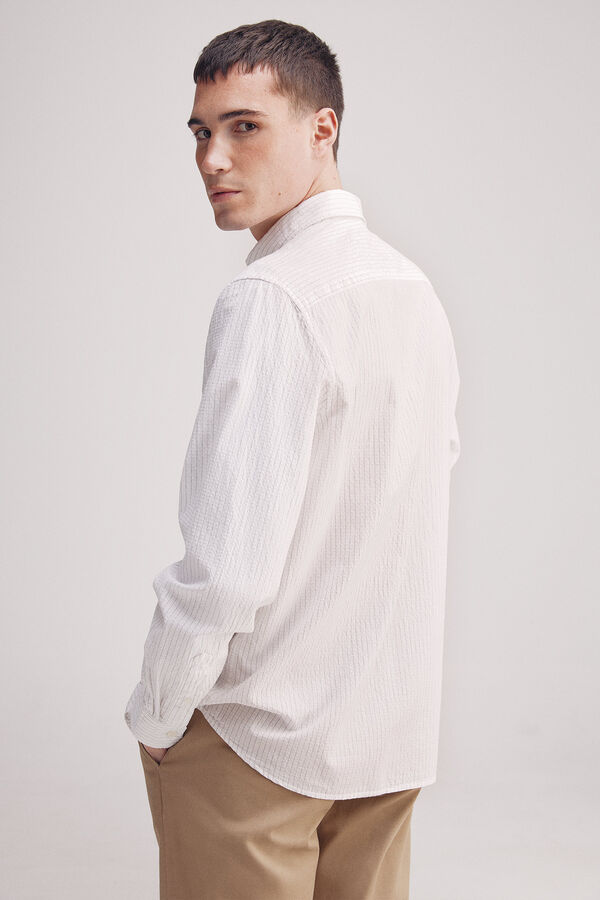 Springfield Camisa seersucker riscas azul