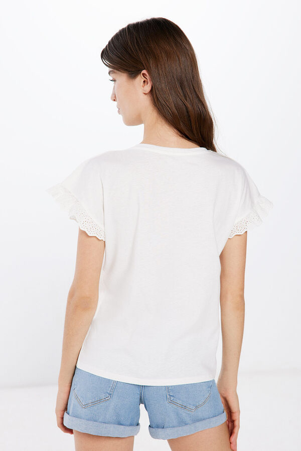 Springfield Camiseta Bordado Flor Tropical beige