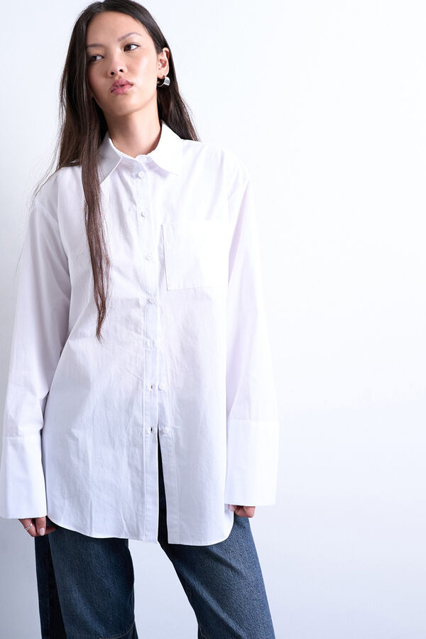 Topshop Camisa larga com corte oversized branco