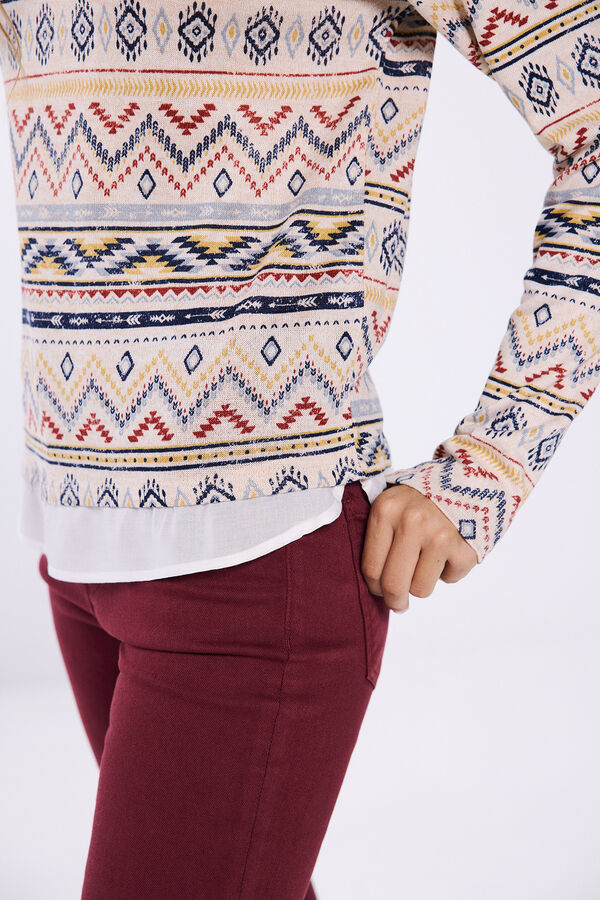 Springfield Camiseta combinada estampada cru