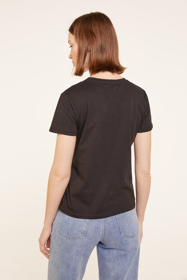 Springfield Camiseta Tachas Algodón negro