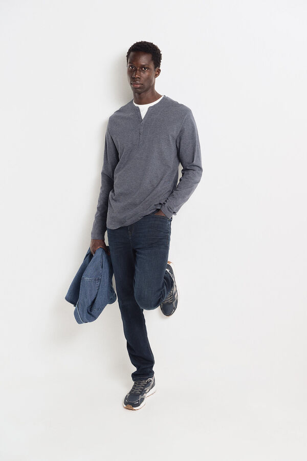 Springfield Camiseta riscas de manga comprida com gola padeiro azul