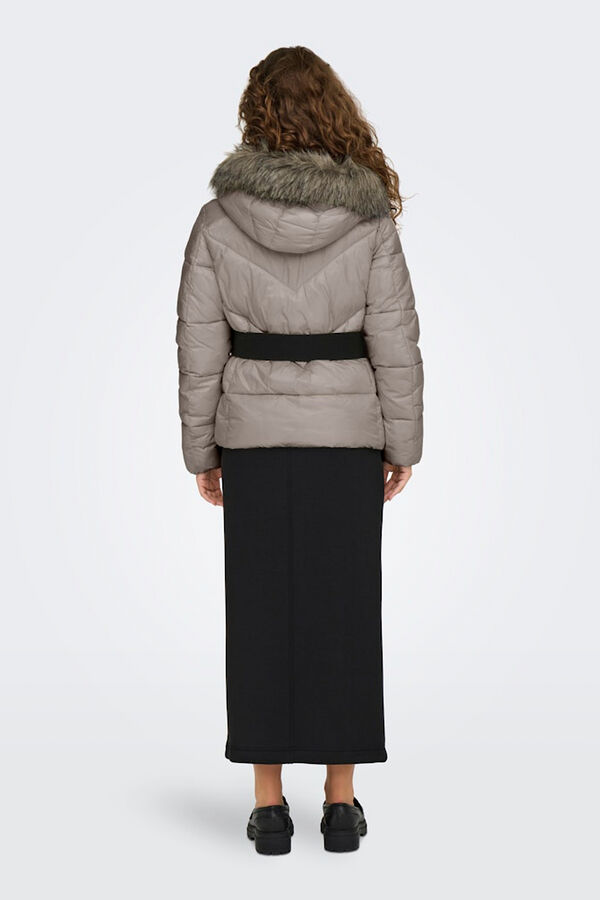 Only Chaqueta acolchada con capucha gris