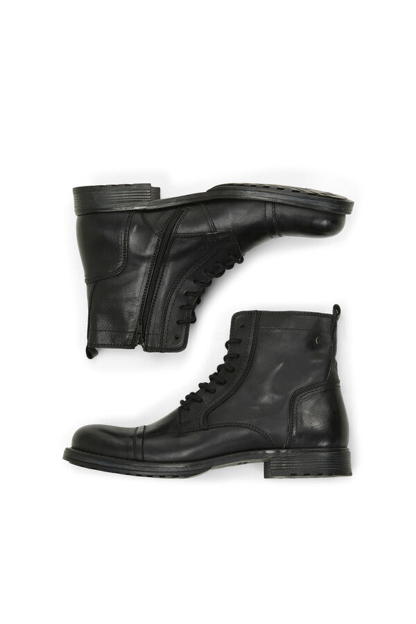 Jack & Jones Botas de pele com atacadores preto
