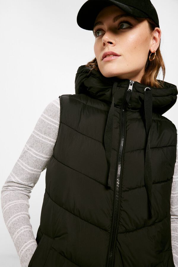 Springfield Colete Acolchoado Comprido Poli&eacute;ster Reciclado preto