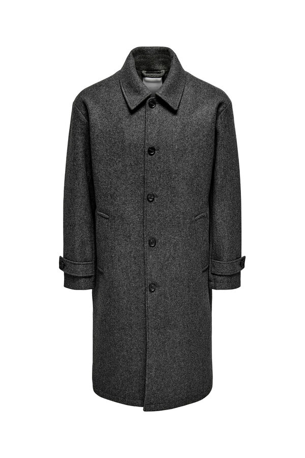 Only & Sons Sobretudo longo de pano preto