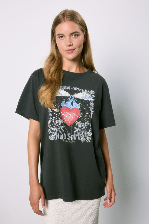 High Spirits Camisa Wild heart cinzento