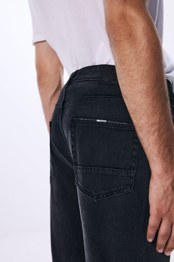 Springfield Calça jeans preta regular cinzento