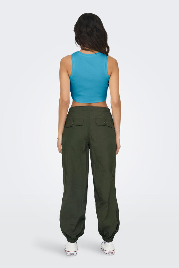 Only Top canelado gola halter azul