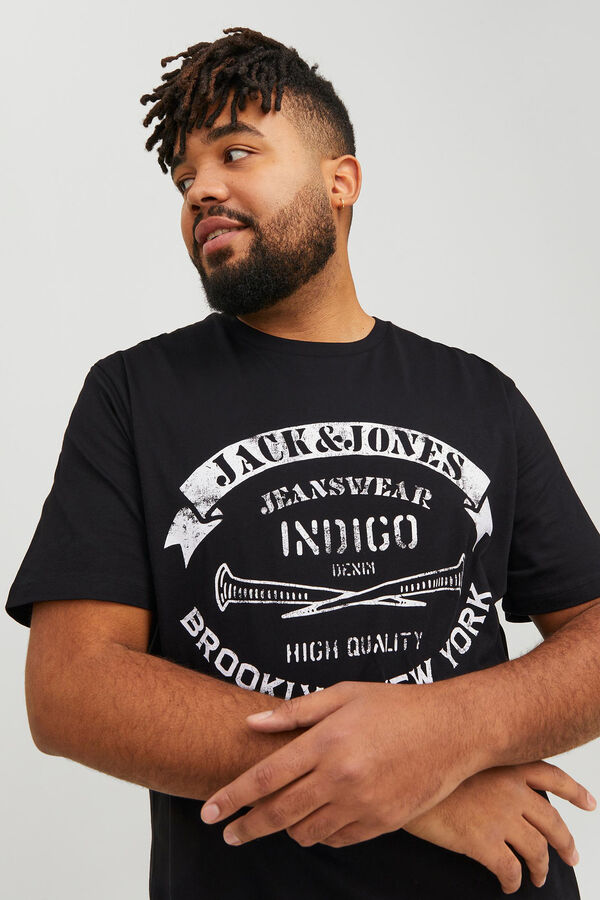 Jack & Jones PLUS Camiseta manga corta slim algodón sostenible PLUS negro