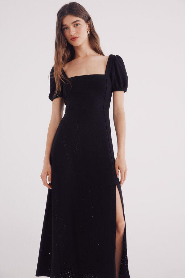 Springfield Vestido midi negro liso negro