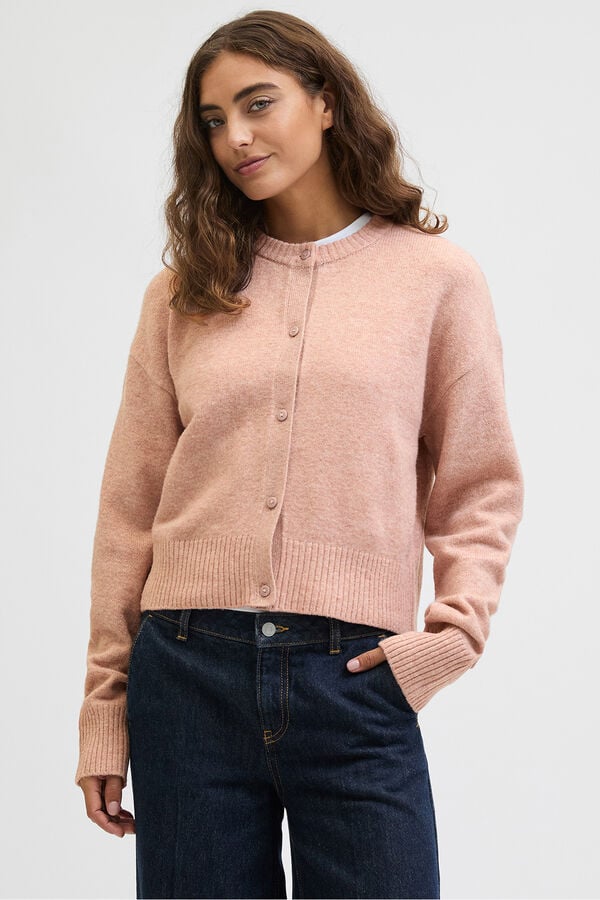 Jack & Jones Cardigan de malha com bot&otilde;es rosa