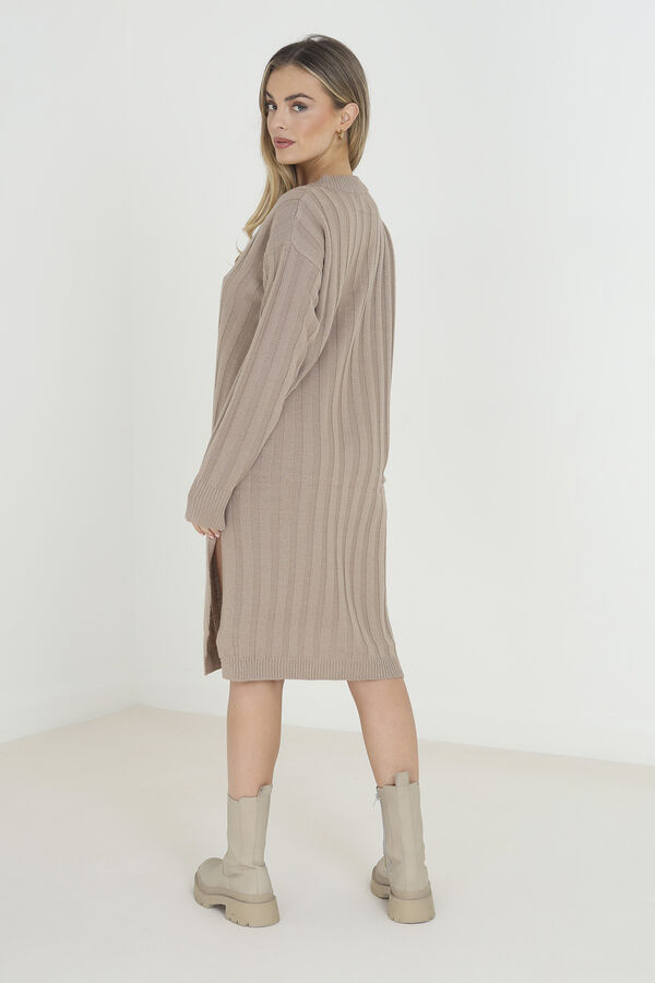 Springfield Vestido de punto oversize beige medio