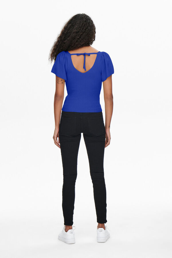 Only Top manga curta la&ccedil;o  azul