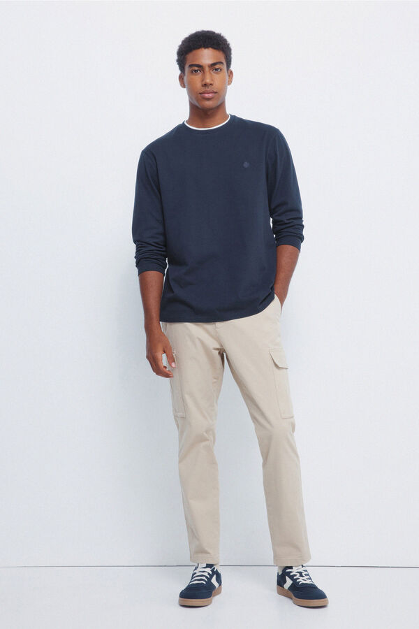 Springfield Camiseta manga larga doble melange azul