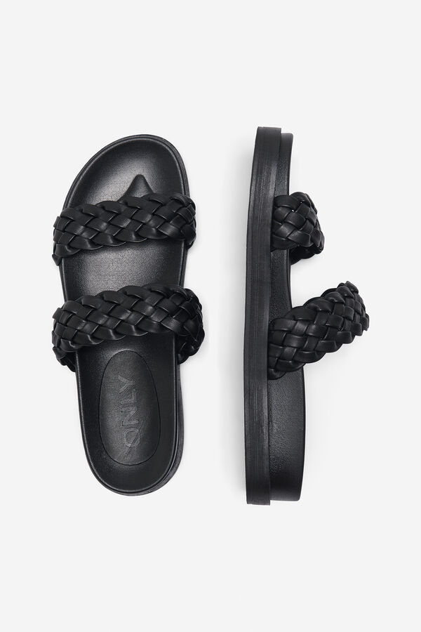 Only Sand&aacute;lia plataforma de tira dupla preto