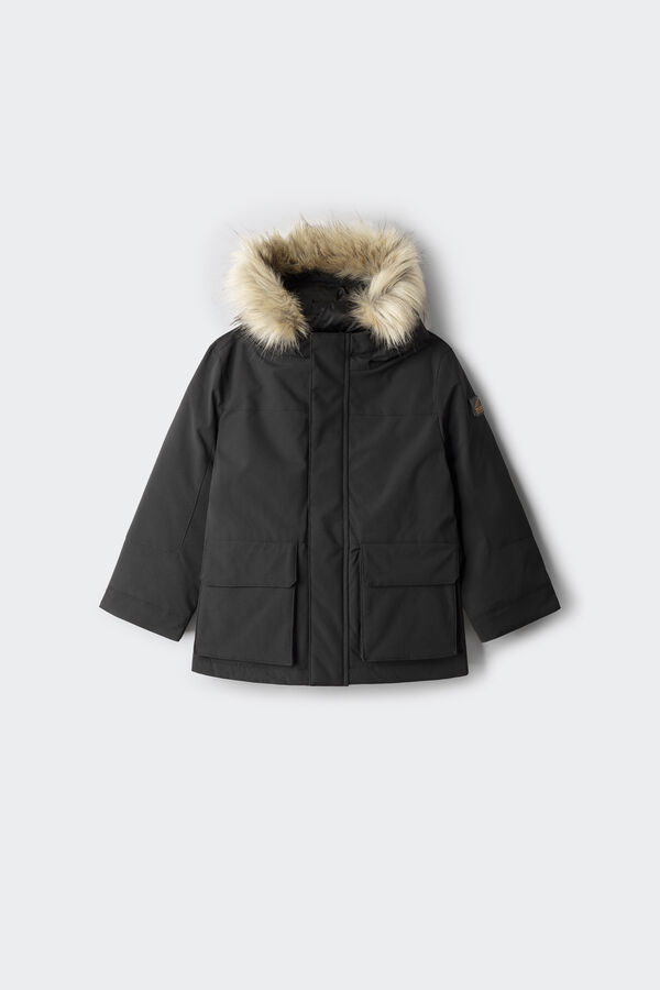 Springfield Kids Parka capucha con pelo ni&ntilde;o negro