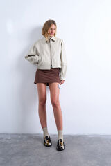 Topshop Blus&atilde;o curta com acabamento revestido (poli&eacute;ster com revestimento de poliuretano) branco