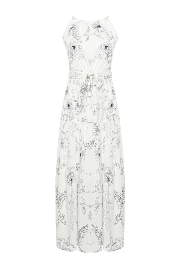 Trendyol Vestido largo con escote halter beige