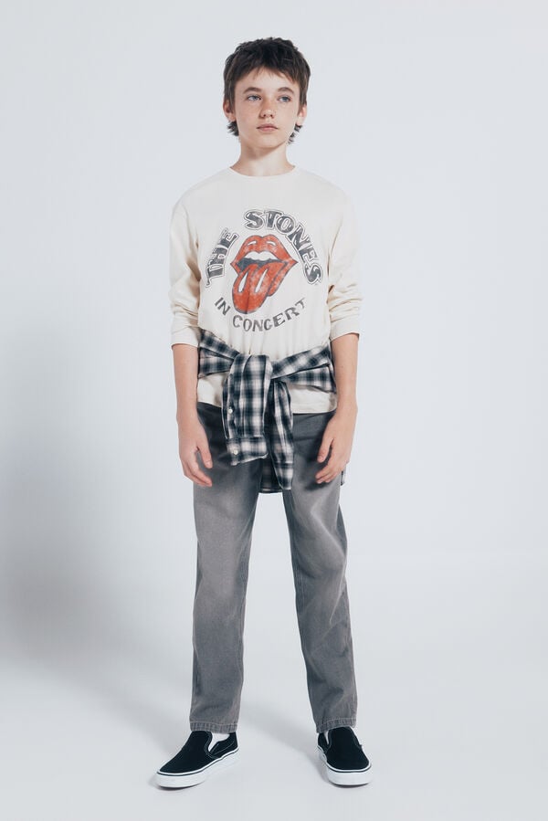 Springfield Kids Camiseta infantil de manga comprida dos Rolling Stones branco