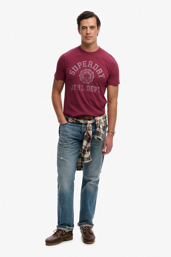 Superdry T-shirt manga curta gr&aacute;fico universit&aacute;rio estampado