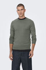 Only & Sons Jersey cuello caja punto ligero kaki