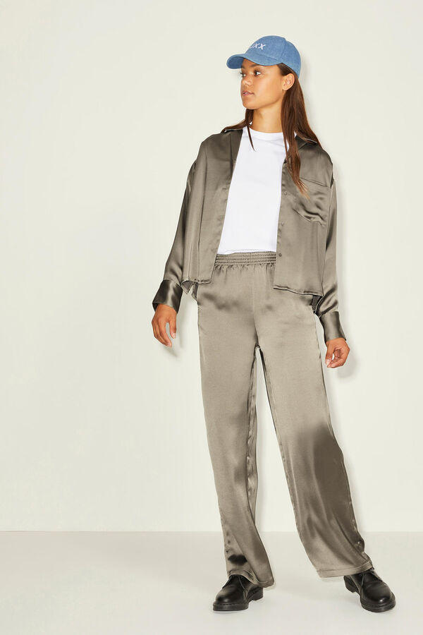 Jack & Jones Camisa acetinada de manga comprida cru