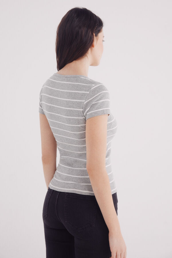 Springfield Camiseta escote redondo canal&eacute; gris