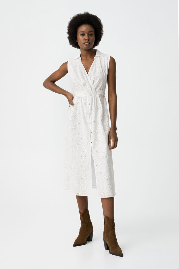 Tiffosi Vestido camisa entrela&ccedil;ado branco