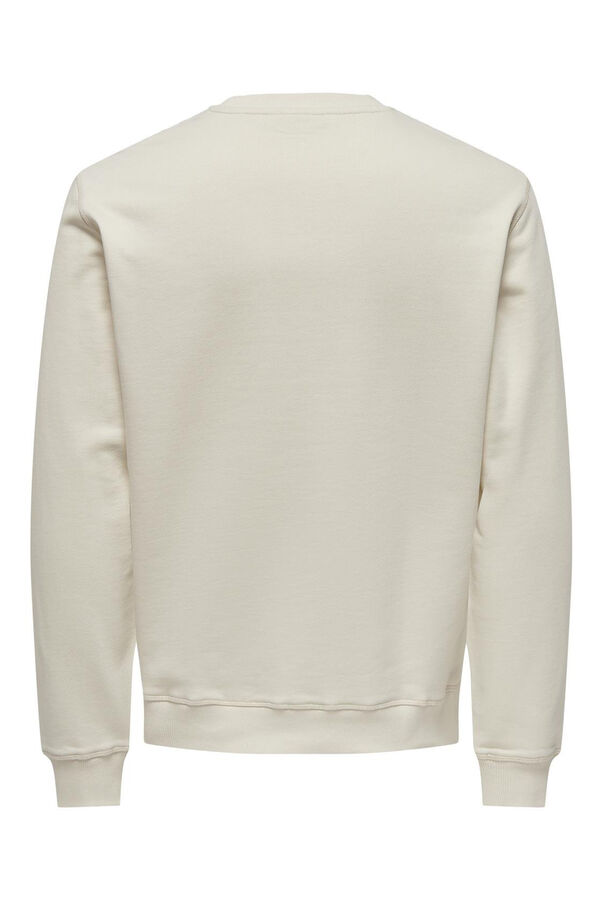 Only & Sons Sudadera de cuello redondo y print pequeño delantero regular fit blanco