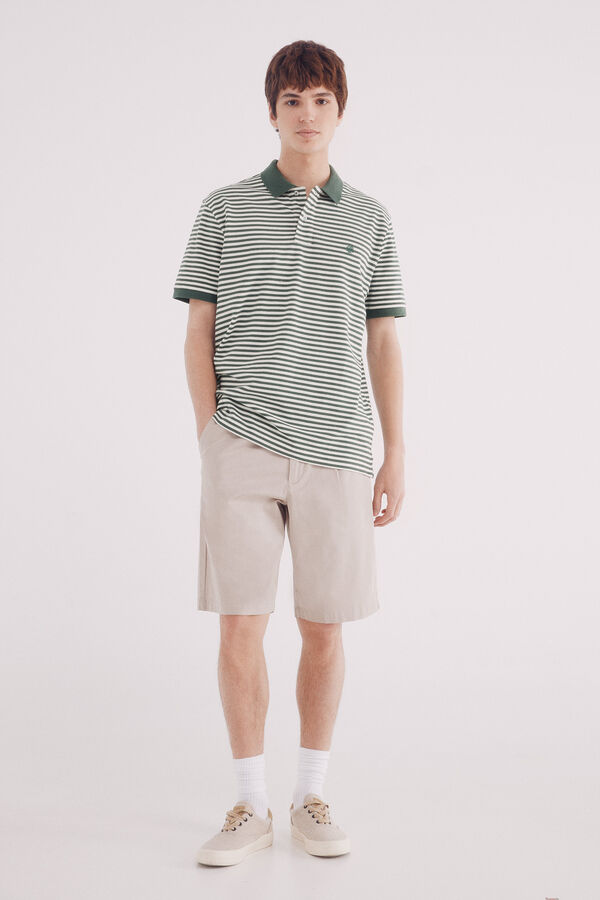 Springfield Polo piqué básico rayas regular fit verde