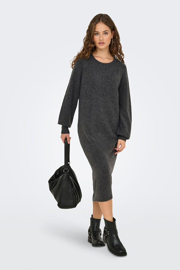 JDY Vestido largo punto gris