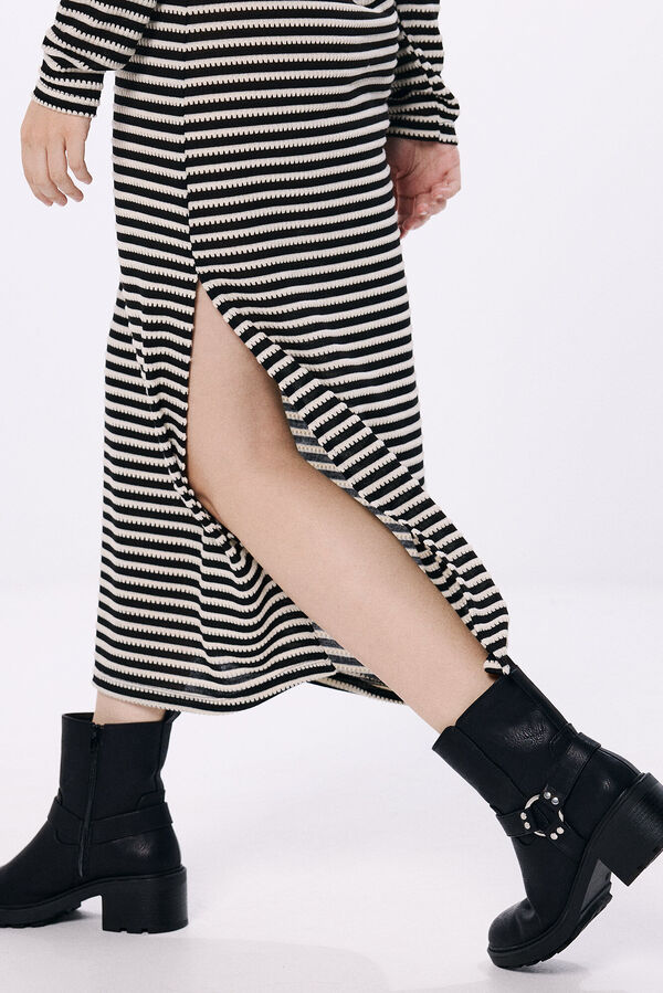Springfield Vestido midi rayas canal&eacute; negro