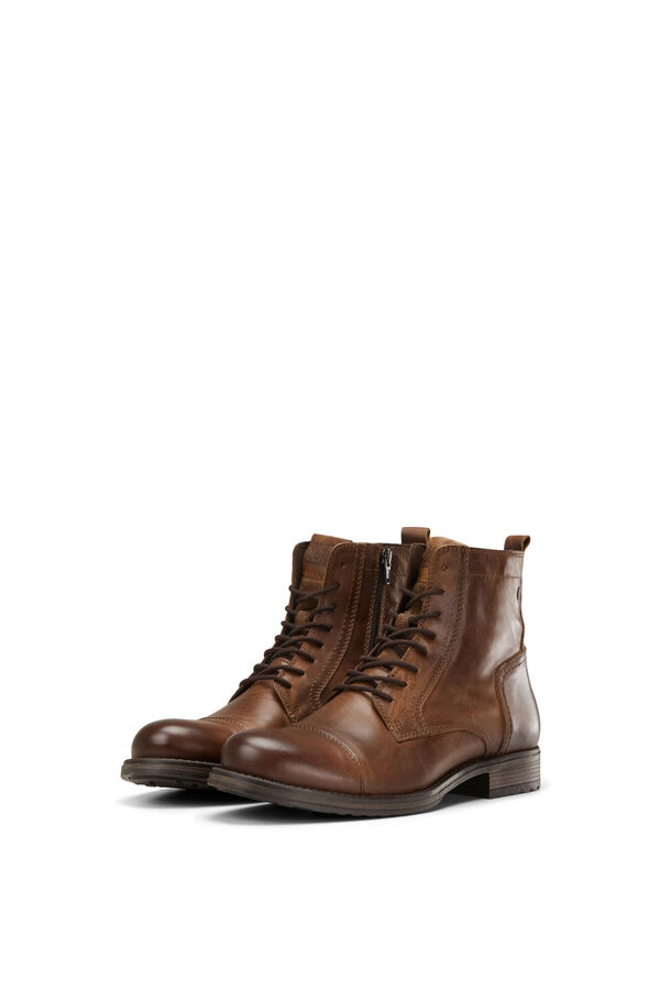 Jack & Jones Botas de pele com atacadores cru