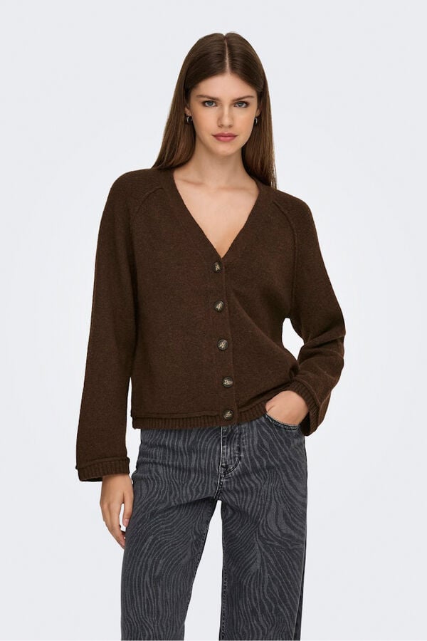 Only C&aacute;rdigan con botones marr&oacute;n