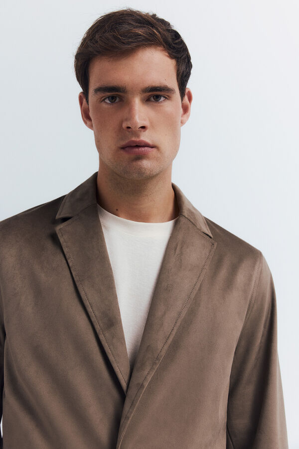 Springfield Blazer com efeito camurça cru