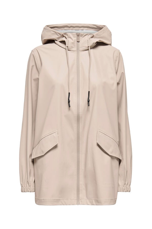 JDY Chubasquero con capucha beige