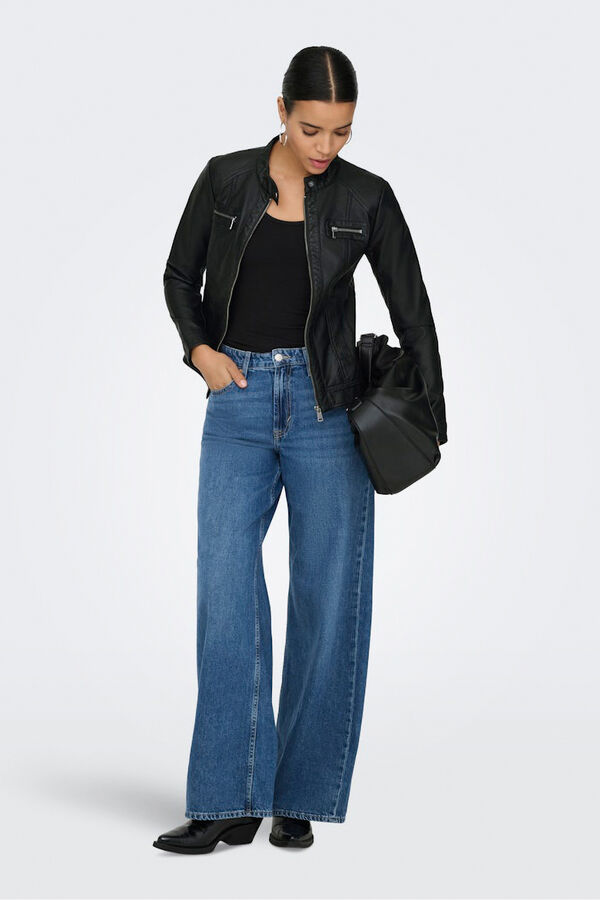 Only Chaqueta biker piel vegana negro