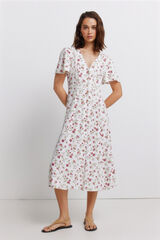 Springfield Vestido midi estampado floral blanco