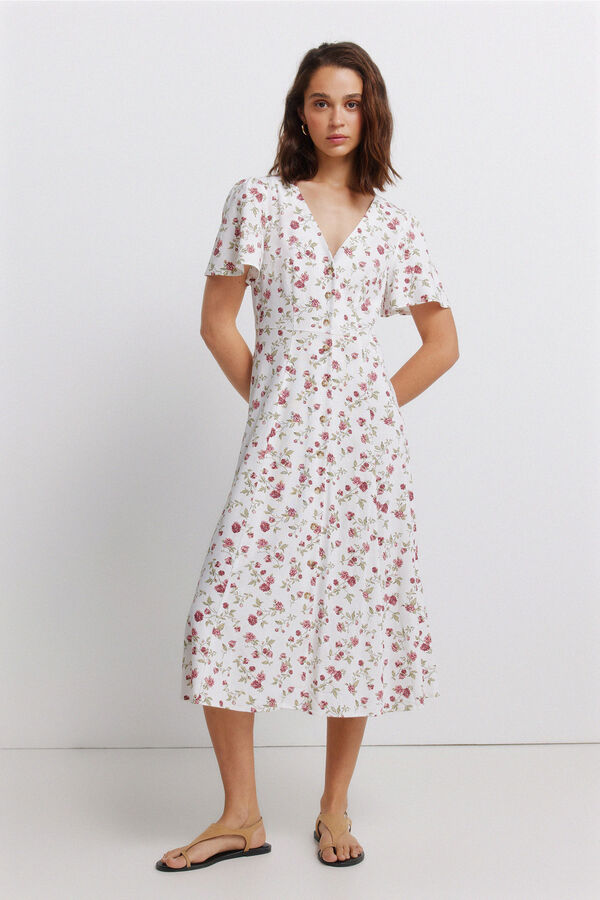 Springfield Vestido midi estampado floral blanco