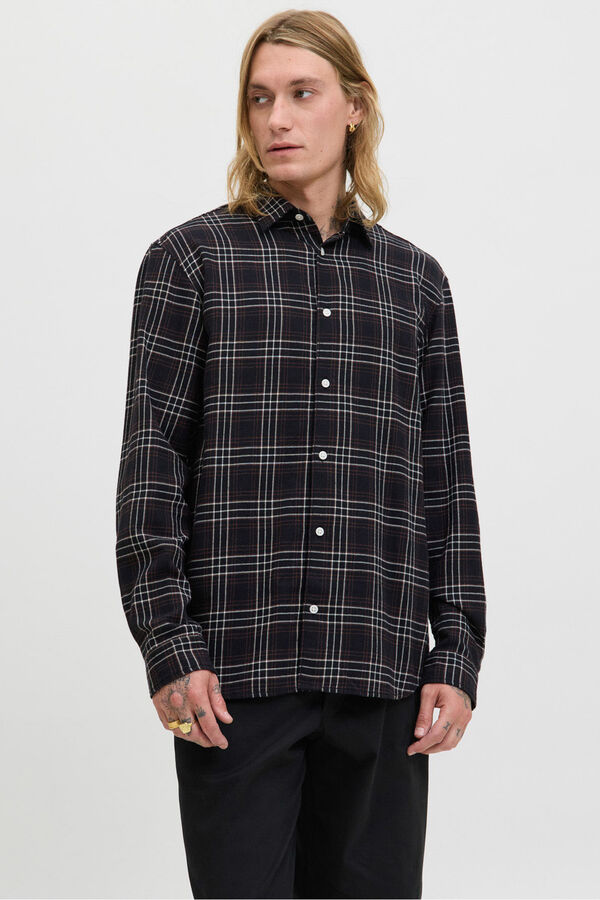 Jack & Jones Camisa de flanela xadrez preto