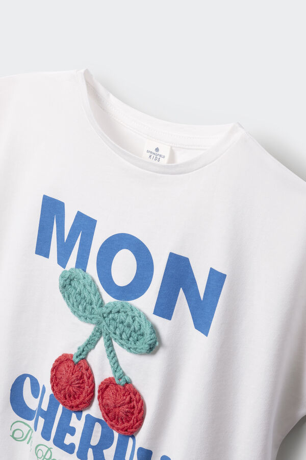 Springfield Kids Camiseta cereza niña blanco