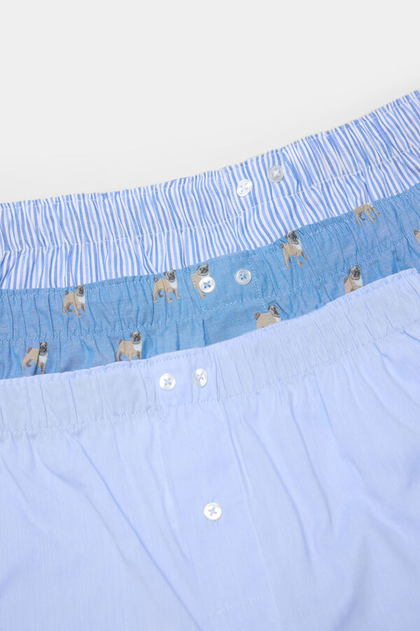 Springfield Pack de 3 cuecas de popelina estampadas azul