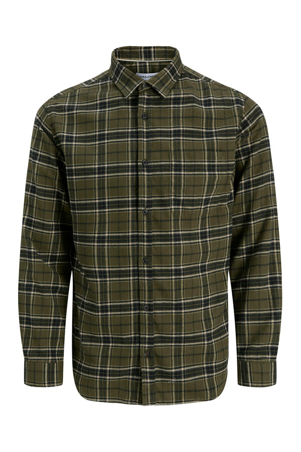 Jack & Jones PLUS Camisa b&aacute;sica cuadros verde