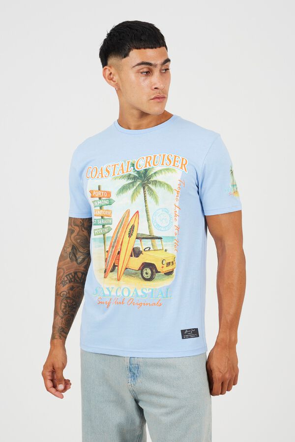 Brave Soul T-shirt de manga curta estampada azul