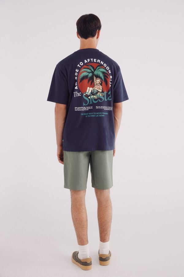 Springfield Bermuda popel&iacute;n comfort fit verde