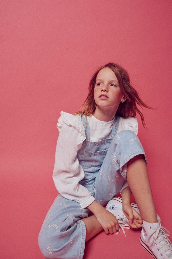 Springfield Kids Macac&atilde;o denim estampado de menina azul